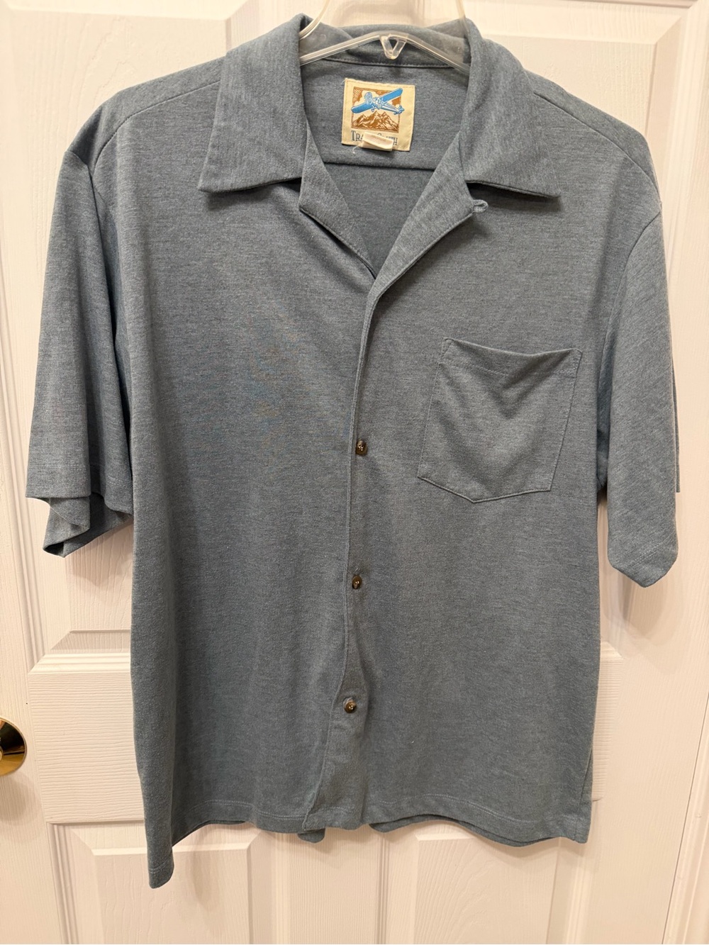 TravelSmith Men's Short Sleeve Button-Down Shirt in Slate Blue Size M Casual